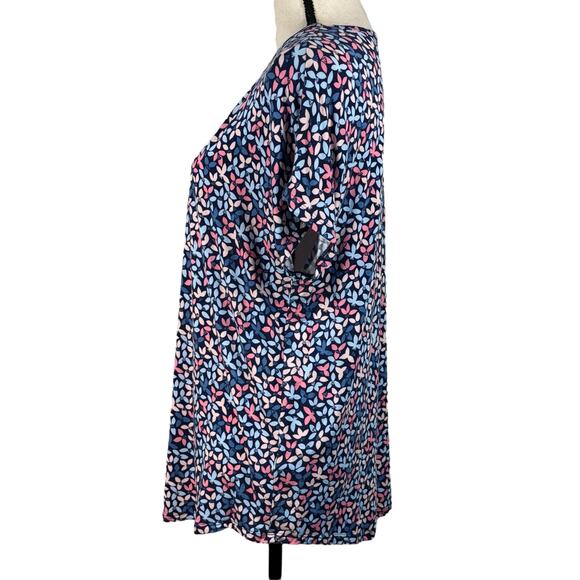 Lands’ End Medium (10-12) Top Floral Short Dolman Sleeves Stretch Scoop Neck - Picture 6 of 9